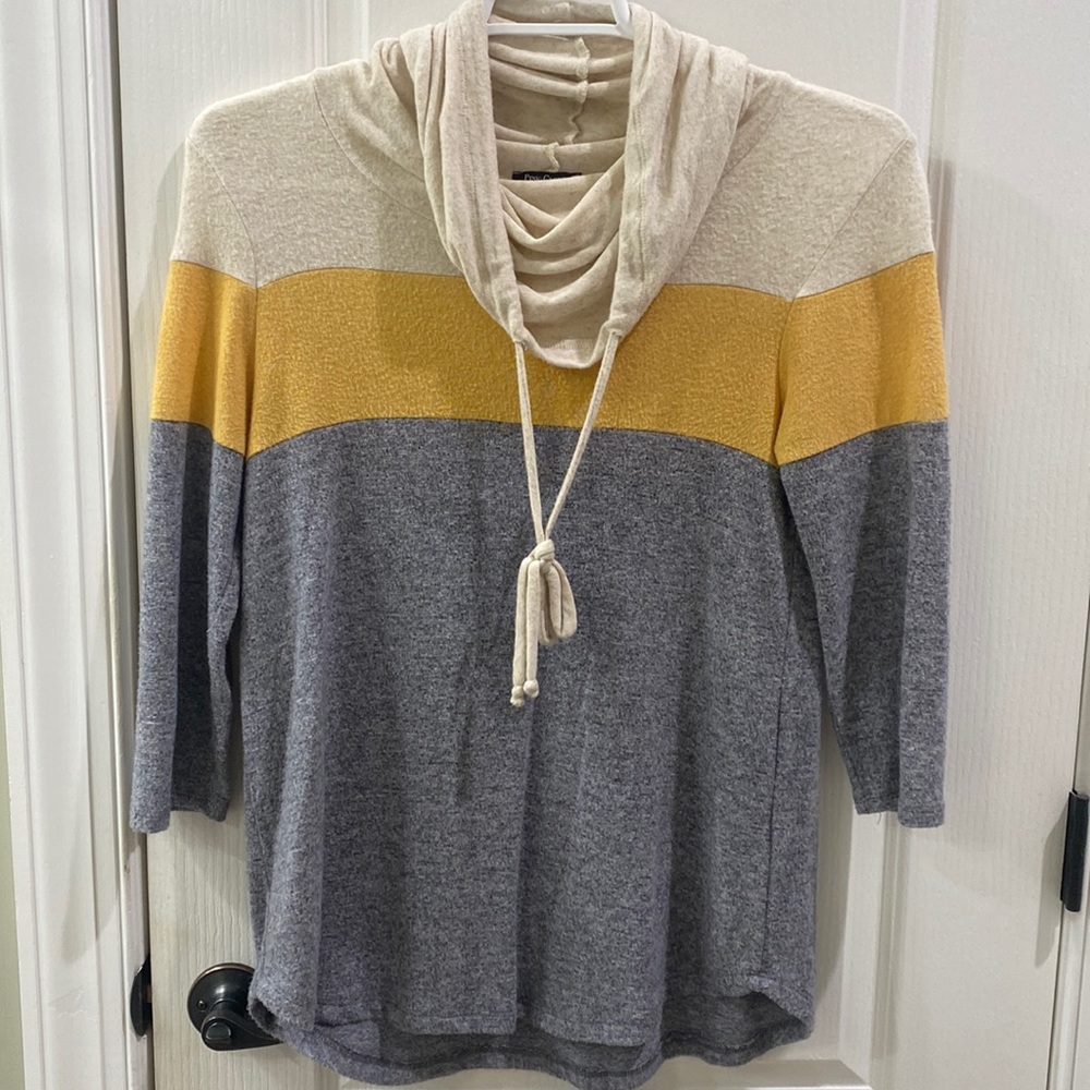 Poplar cowl neck brushed knit top